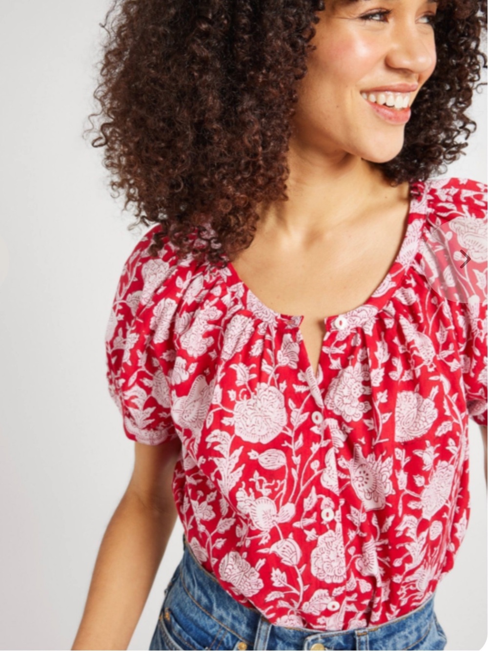 NWT Mille Naomi Red Zinnia Blouson Short Sleeve Top Size XS - Picture 5 of 10
